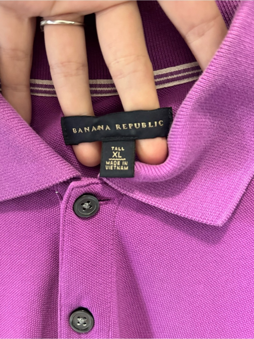 Banana Republic Purple Polo Shirt - Short Sleeve; Tall XL - Picture 2 of 6